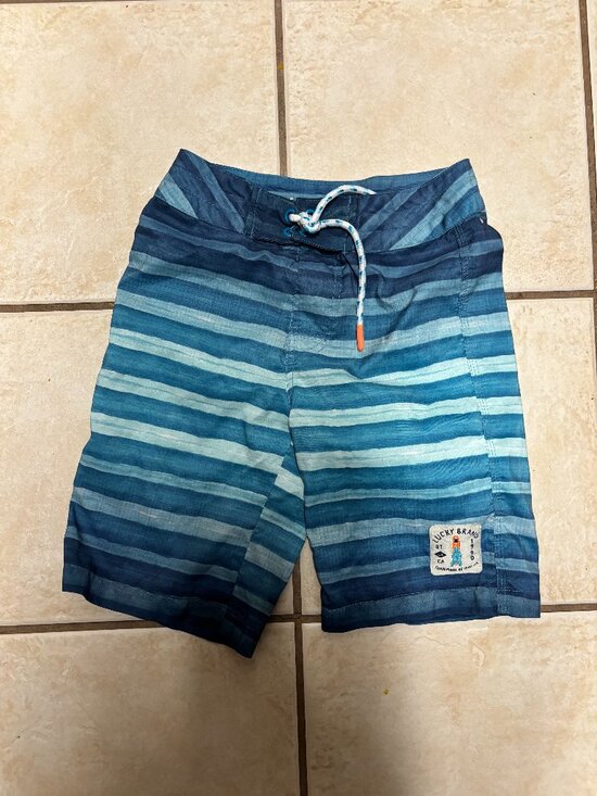 Lucky Brand Other - Lucky Brand boys stripe swim trunks blue tie waist size 10